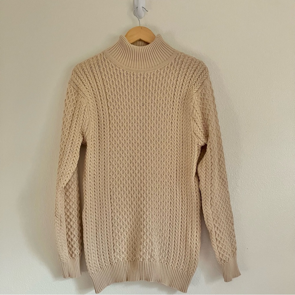 Coofandy Men’s Tan Cable Turtleneck Sweater Amazon Casual Neutral Classy